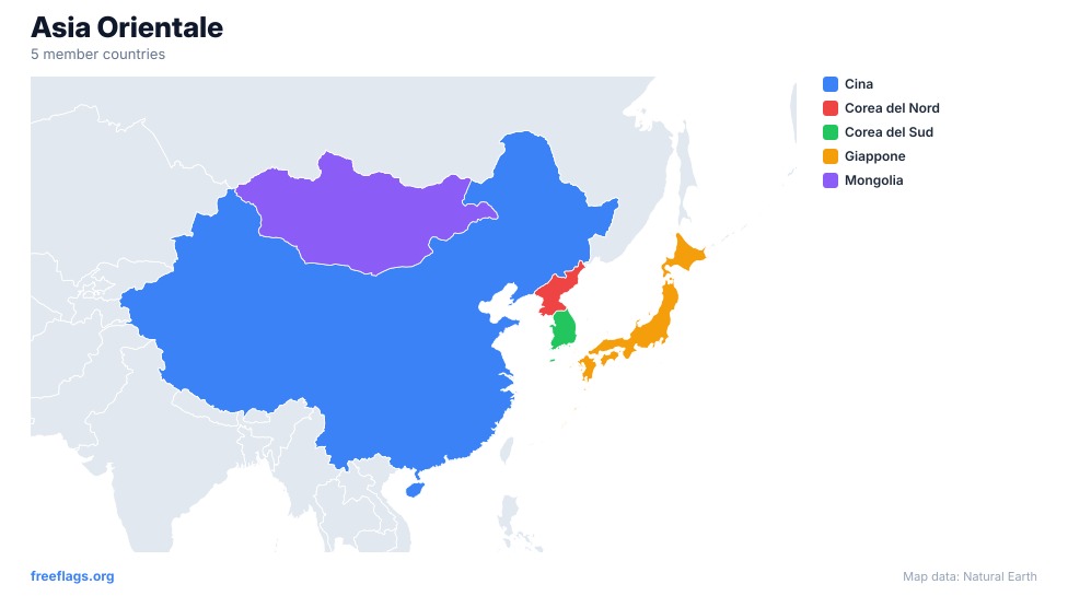 Asia Orientale Mappa Regionale