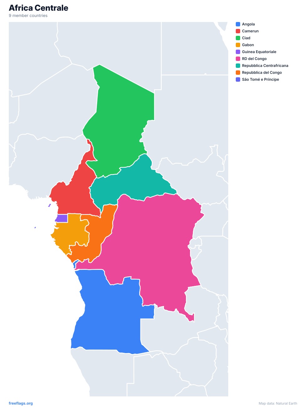 Africa Centrale Mappa Regionale