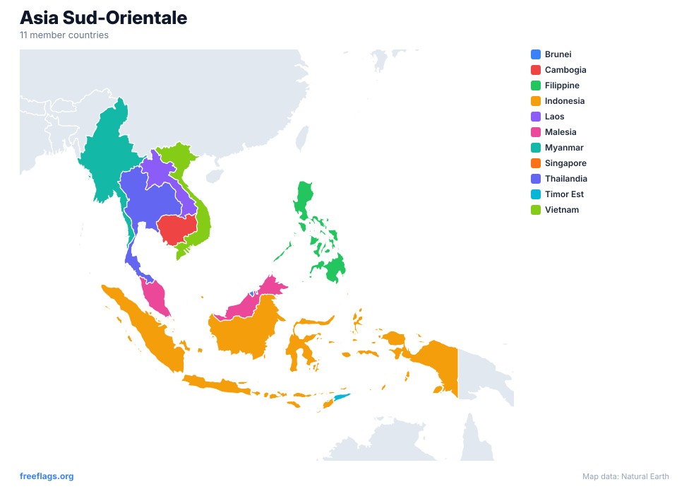 Asia Sud-Orientale Mappa Regionale