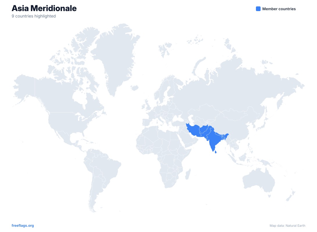 Asia Meridionale Mappa del Mondo