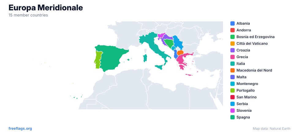 Europa Meridionale Mappa Regionale
