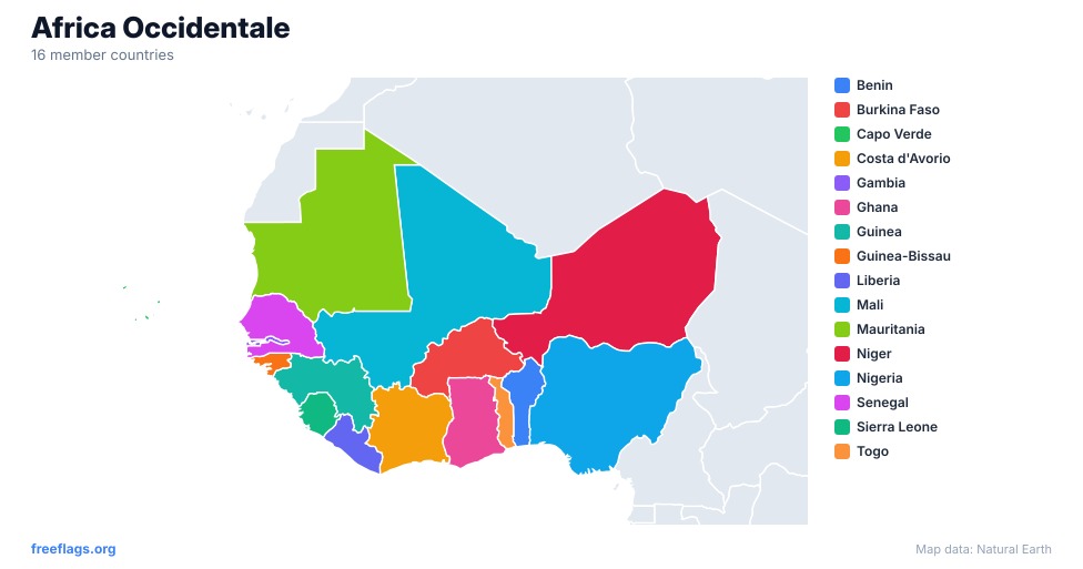 Africa Occidentale Mappa Regionale