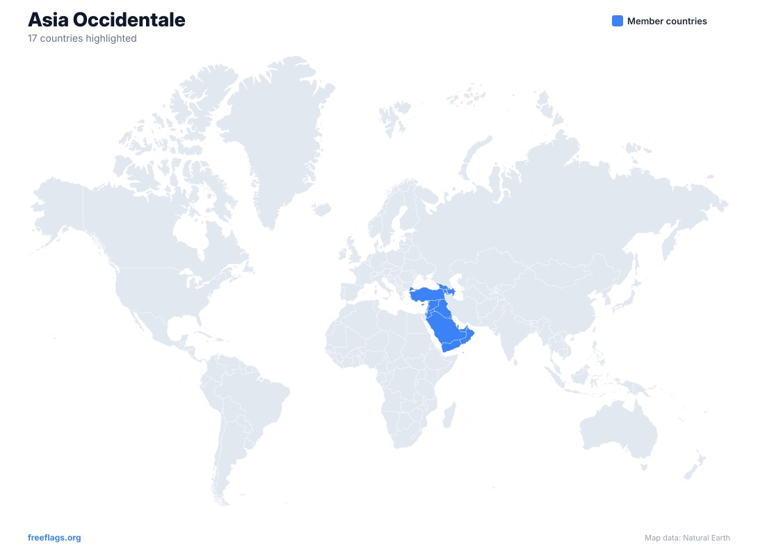 Asia Occidentale Mappa del Mondo