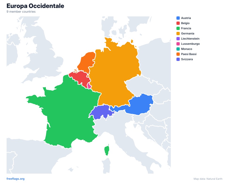 Europa Occidentale Mappa Regionale