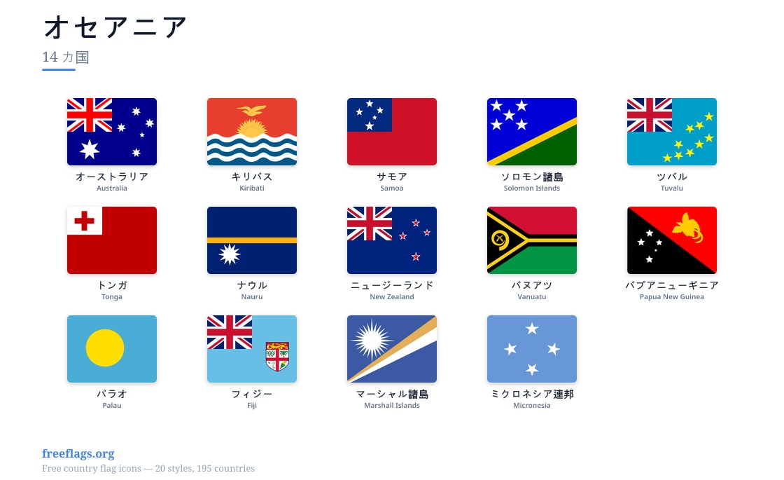 オセアニア 加盟国旗