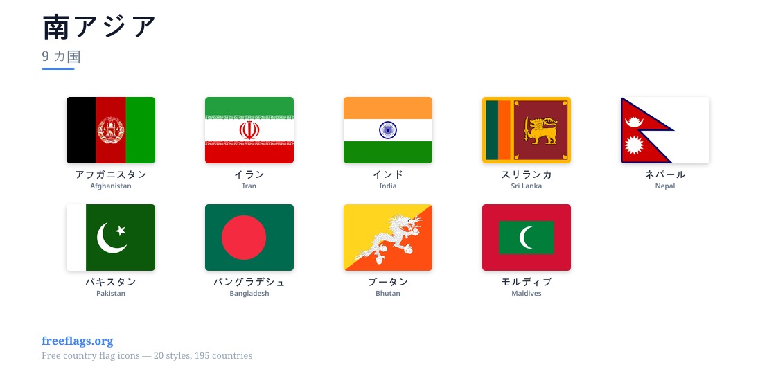 南アジア 加盟国旗