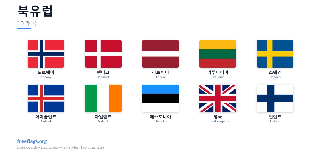 북유럽 회원국 국기