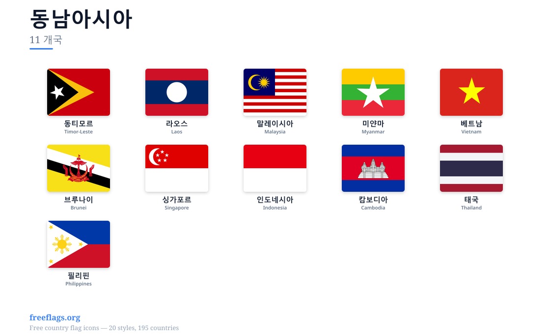 동남아시아 회원국 국기