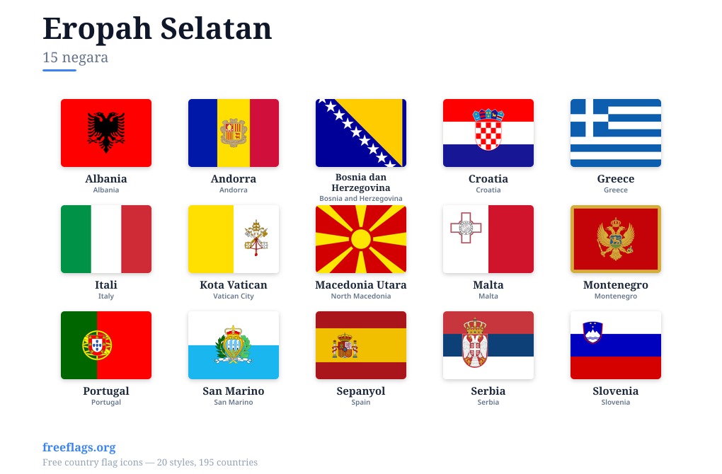 Eropah Selatan Bendera Ahli