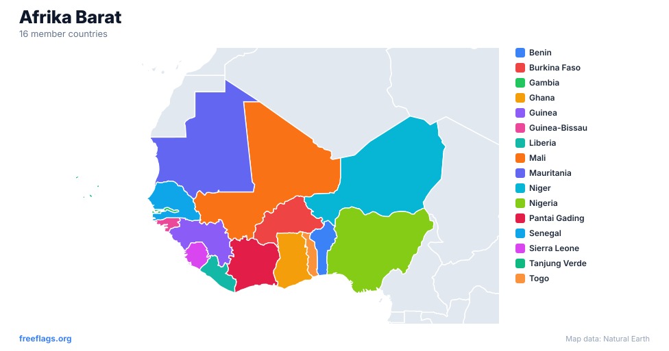 Afrika Barat Peta Serantau