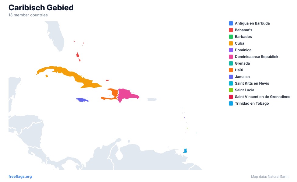 Caribisch Gebied Regionale Kaart