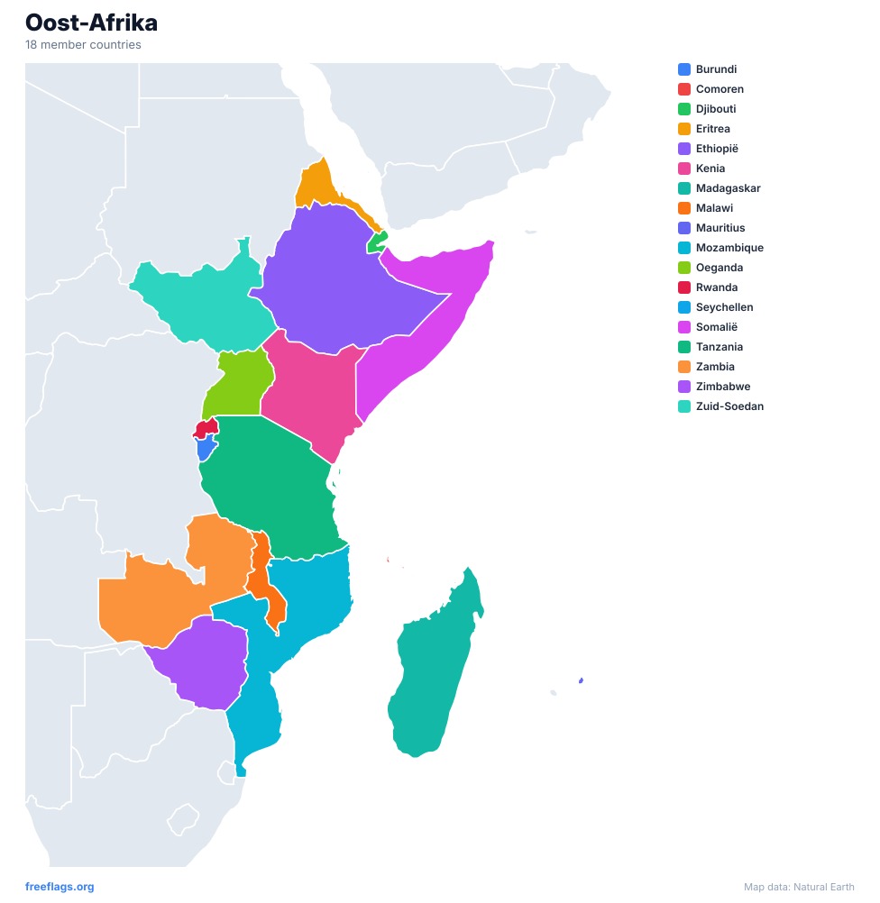 Oost-Afrika Regionale Kaart