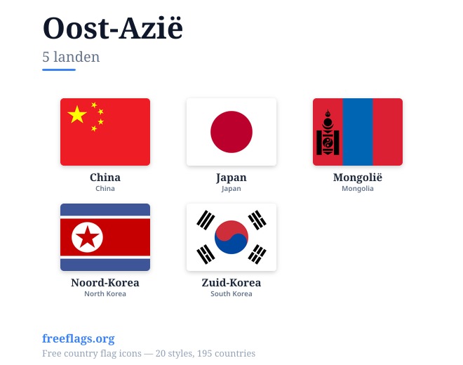 Oost-Azië Vlaggen