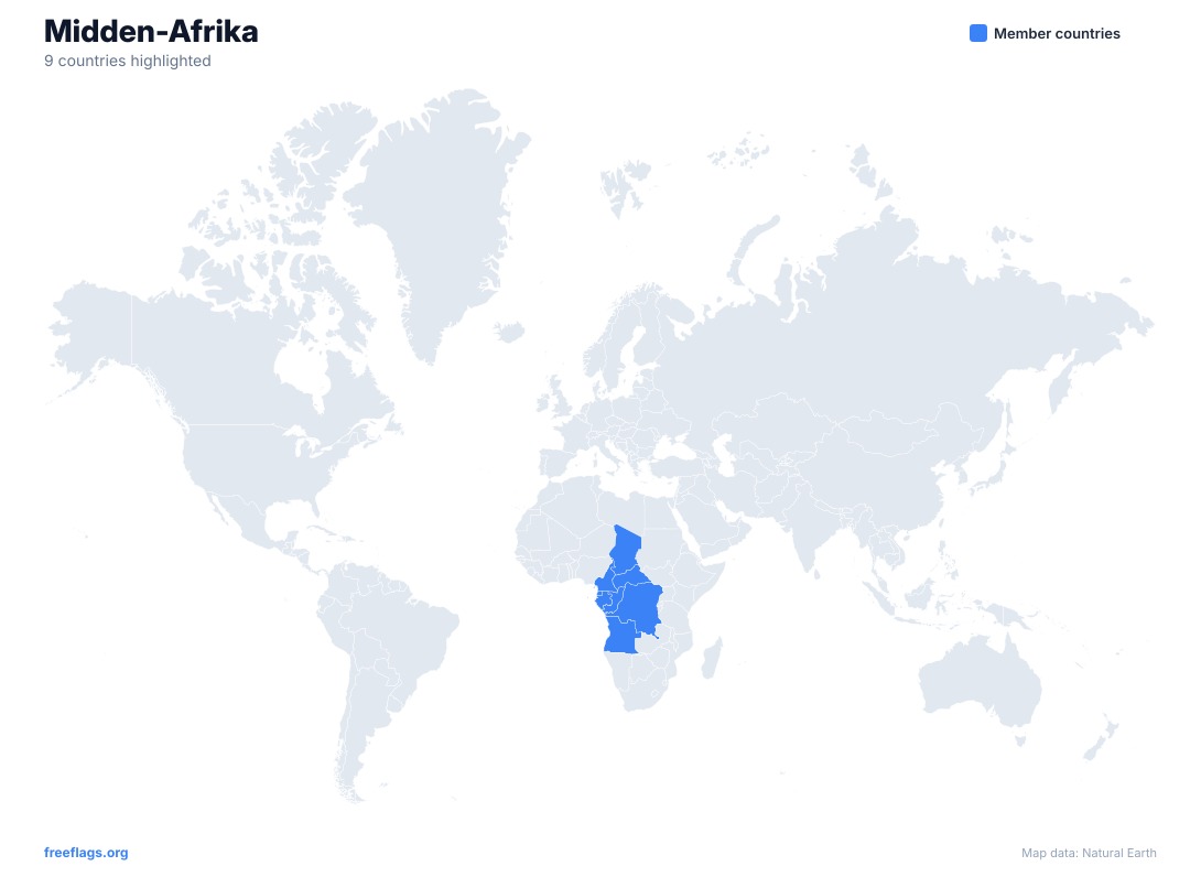 Midden-Afrika Wereldkaart