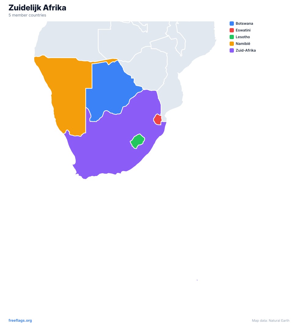 Zuidelijk Afrika Regionale Kaart