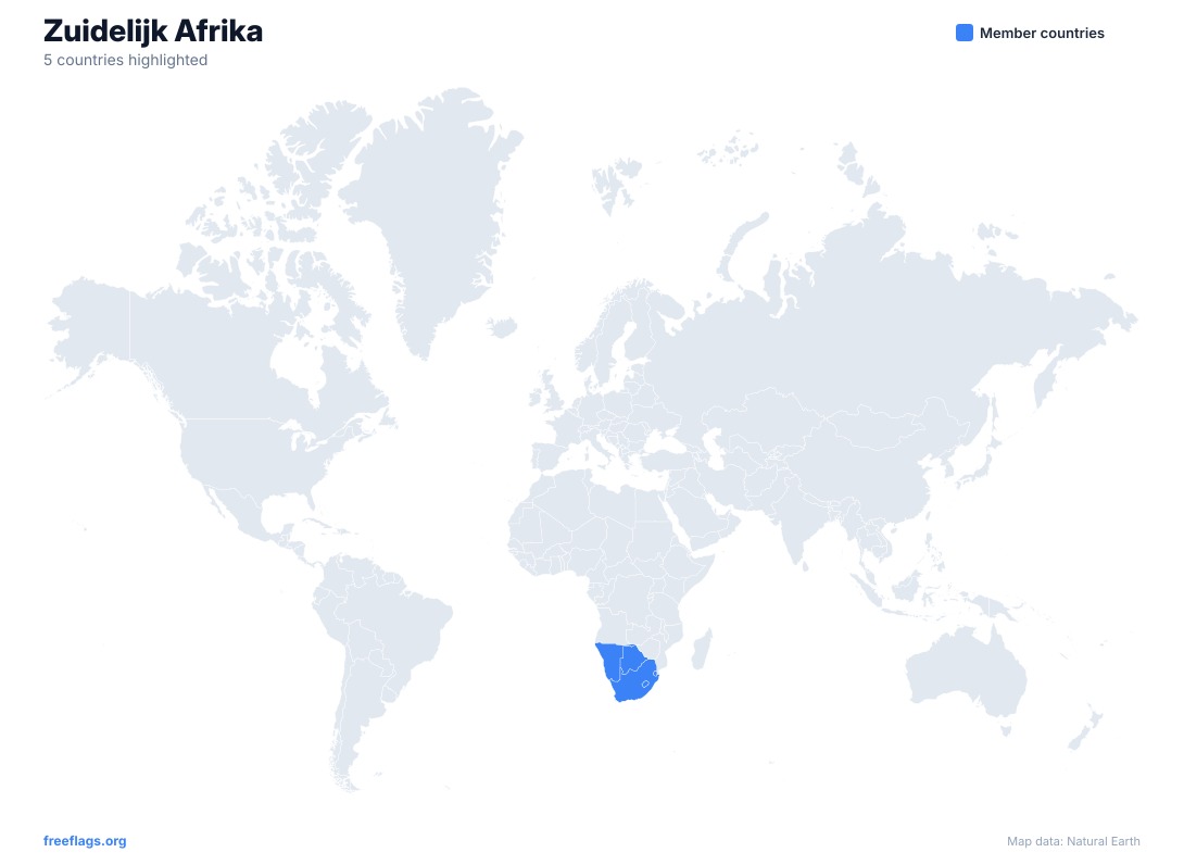 Zuidelijk Afrika Wereldkaart