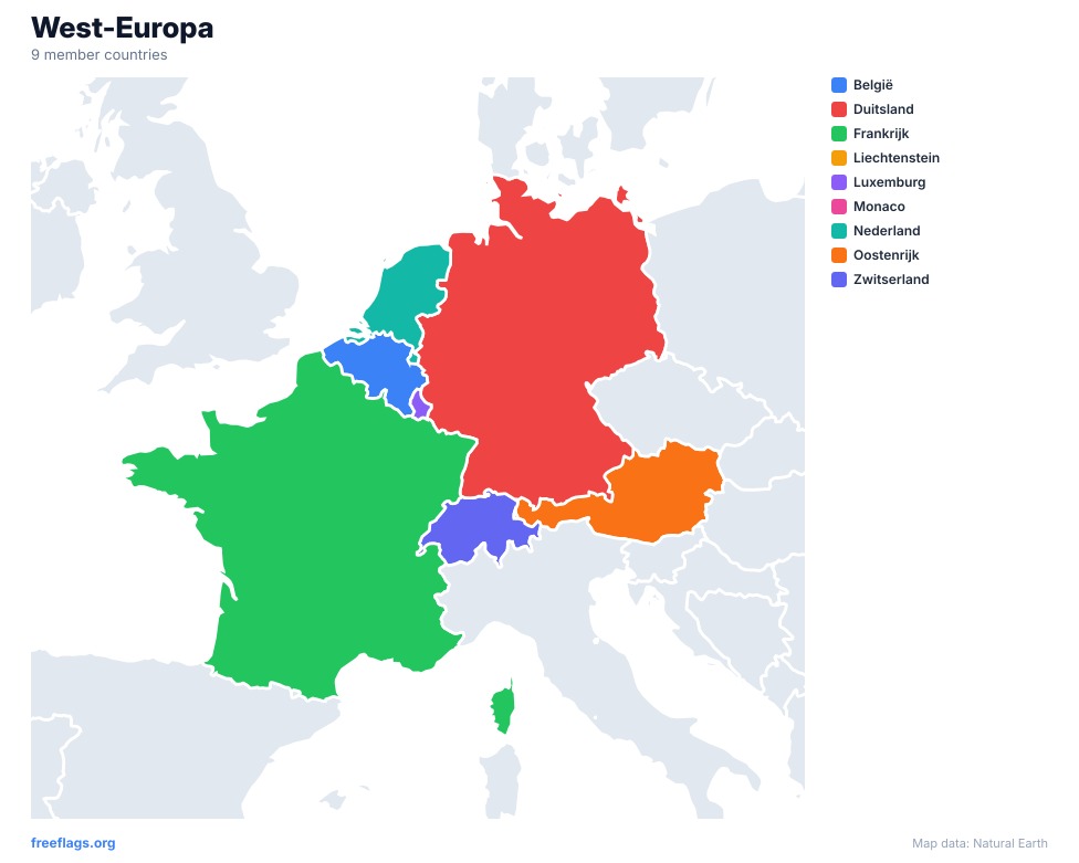 West-Europa Regionale Kaart