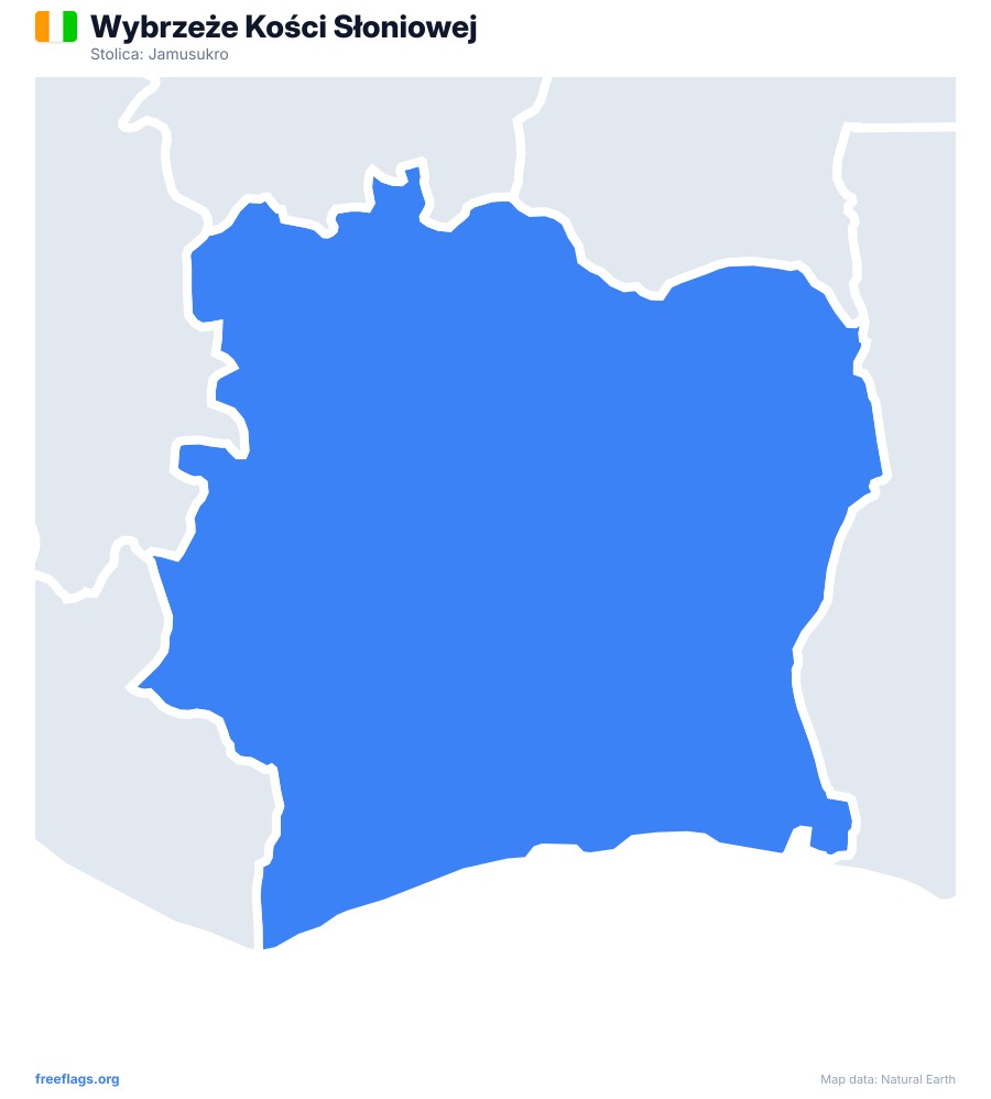 Wybrzeże Kości Słoniowej map poster