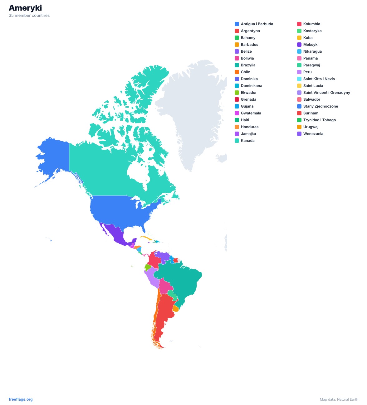 Ameryki Mapa Regionalna