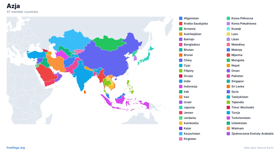 Azja Mapa Regionalna