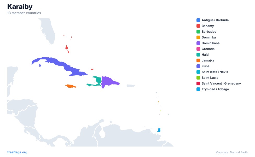 Karaiby Mapa Regionalna