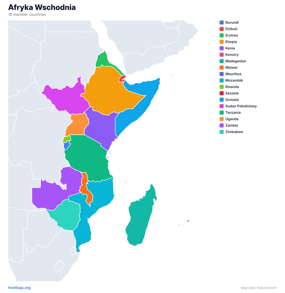 Afryka Wschodnia Mapa Regionalna