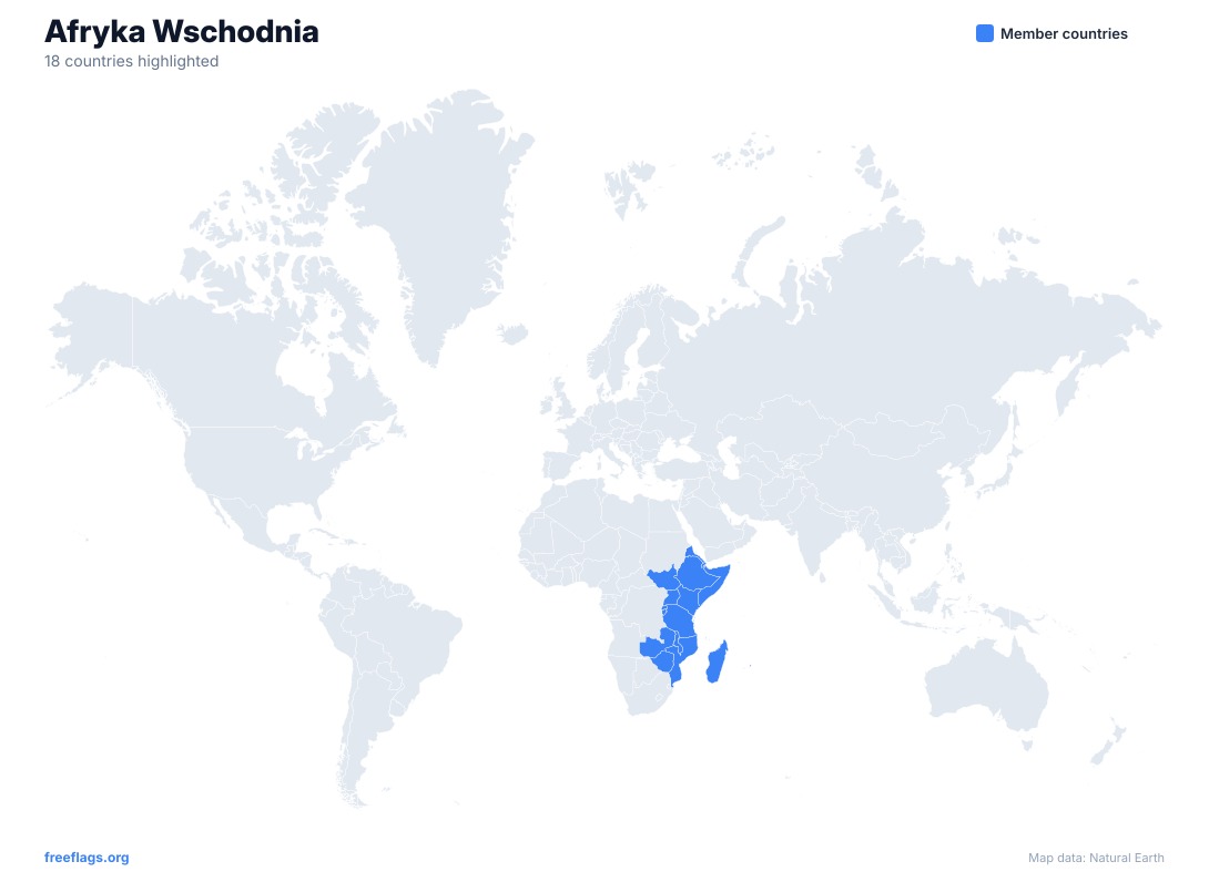 Afryka Wschodnia Mapa Świata
