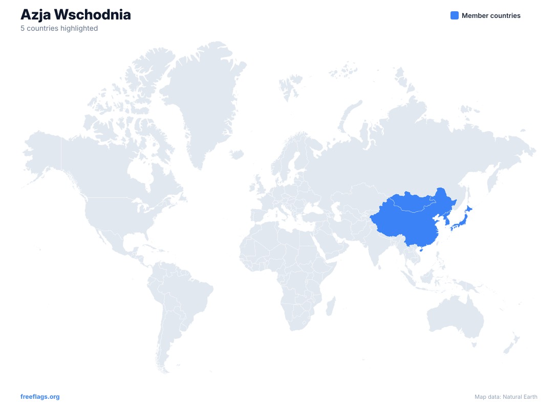 Azja Wschodnia Mapa Świata