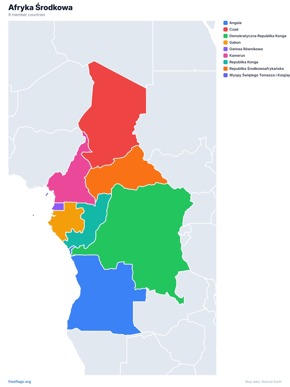 Afryka Środkowa Mapa Regionalna