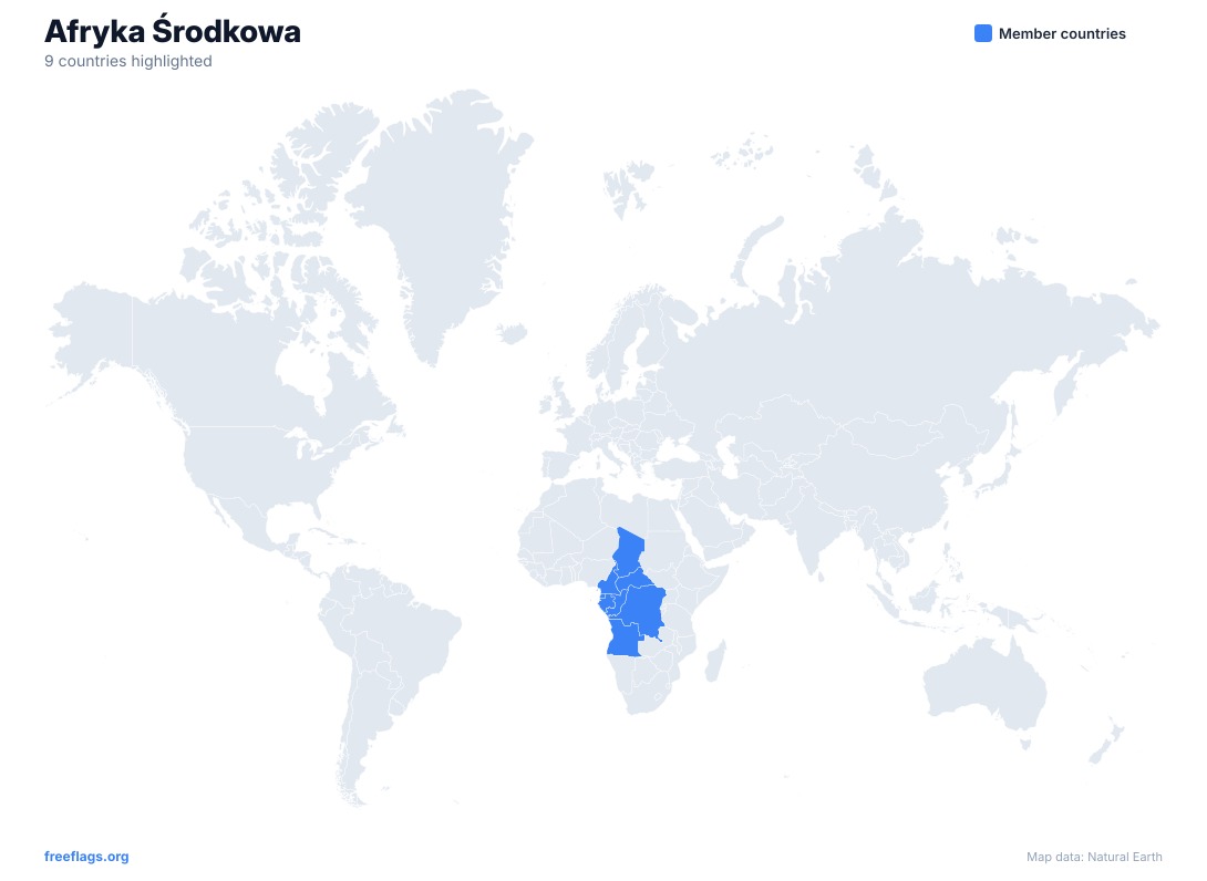 Afryka Środkowa Mapa Świata