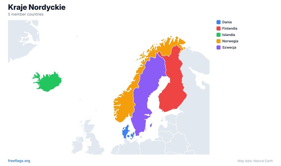 Kraje Nordyckie Mapa Regionalna