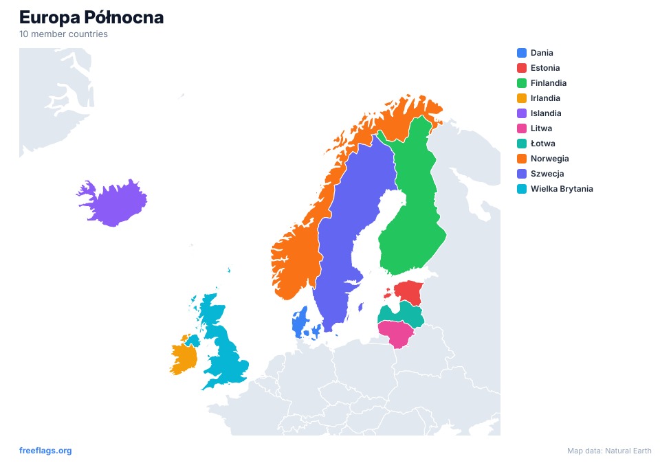 Europa Północna Mapa Regionalna