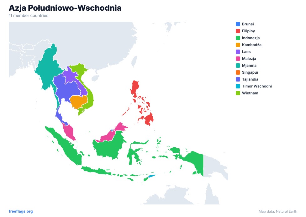 Azja Południowo-Wschodnia Mapa Regionalna