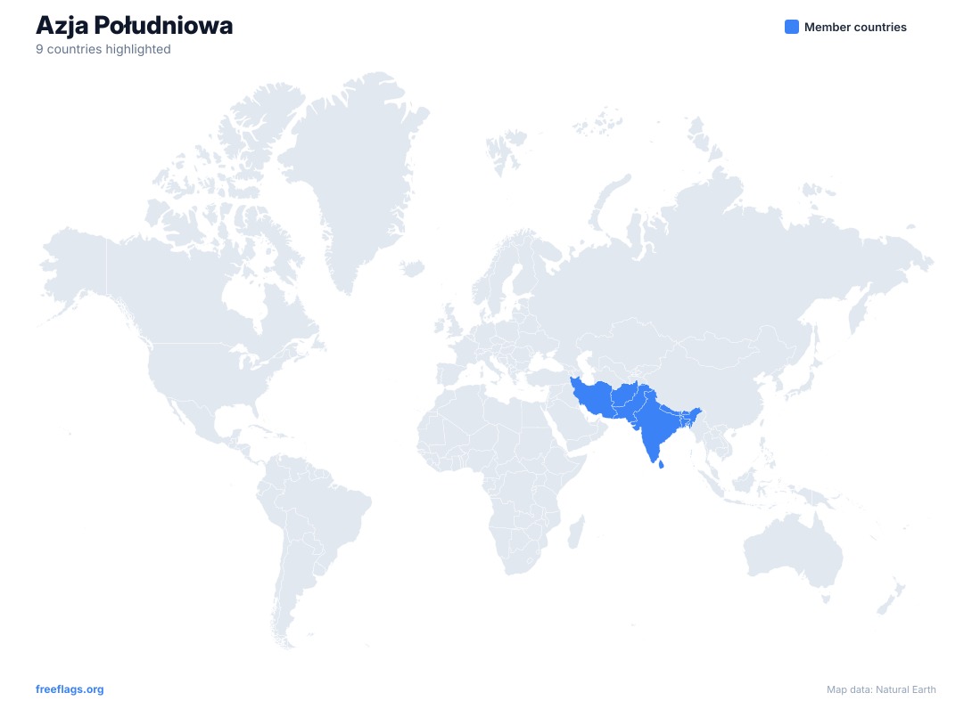 Azja Południowa Mapa Świata