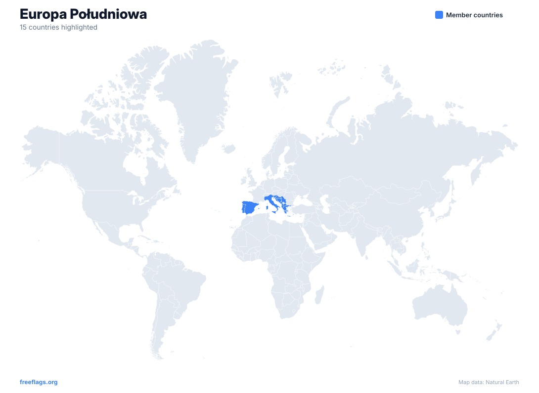 Europa Południowa Mapa Świata