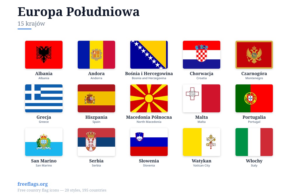 Europa Południowa Flagi