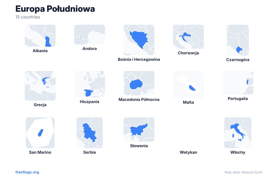 Europa Południowa Kształty Krajów