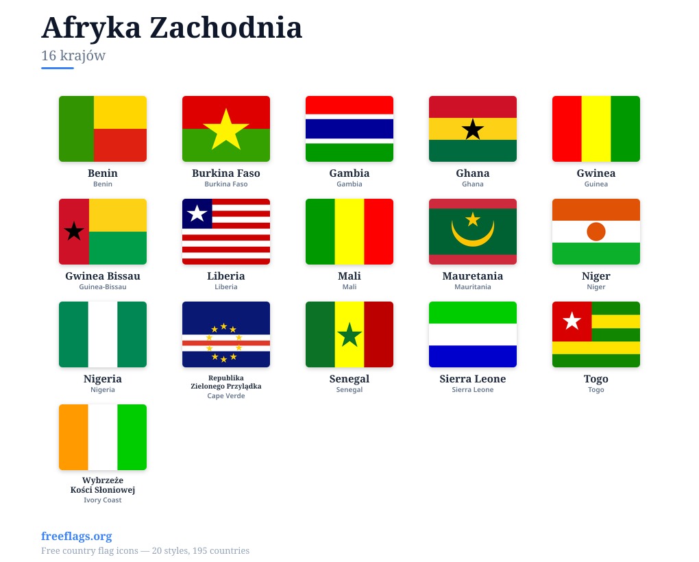 Afryka Zachodnia Flagi