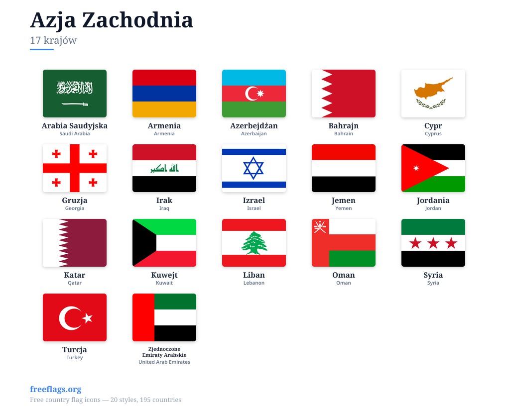 Azja Zachodnia Flagi