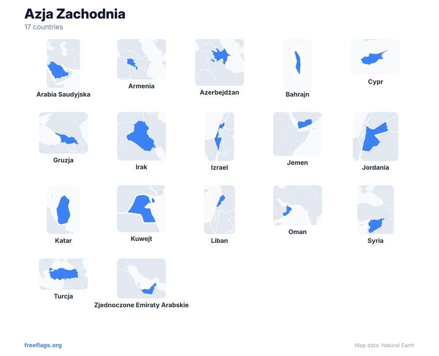 Azja Zachodnia Kształty Krajów