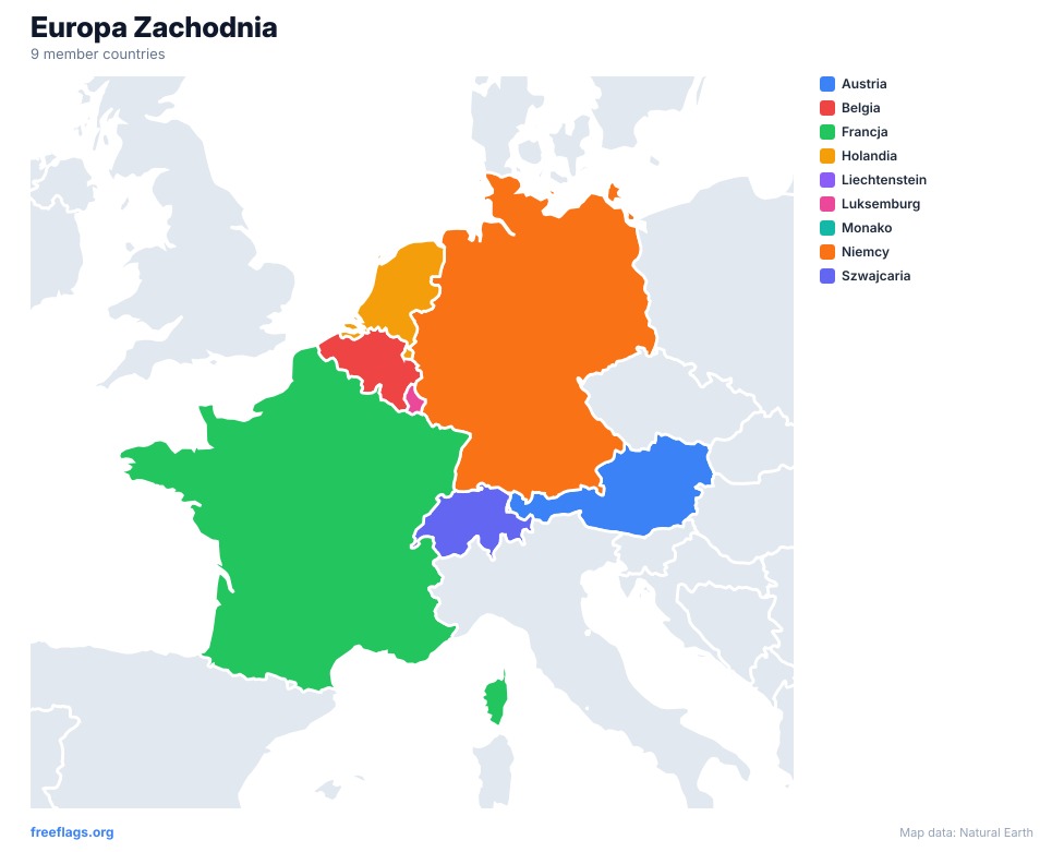 Europa Zachodnia Mapa Regionalna