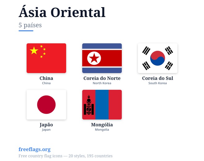 Ásia Oriental Bandeiras