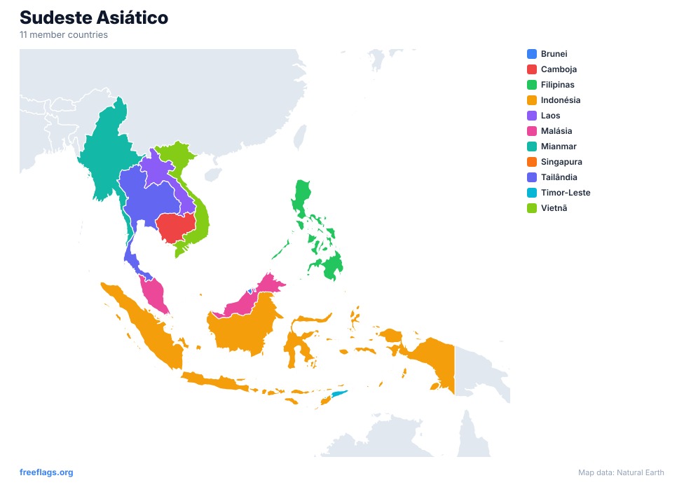 Sudeste Asiático Mapa Regional