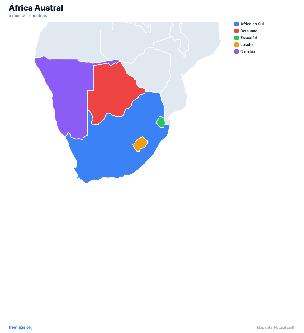 África Austral Mapa Regional