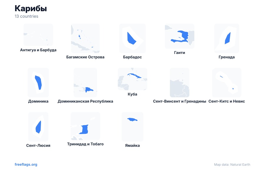 Карибы Контуры стран