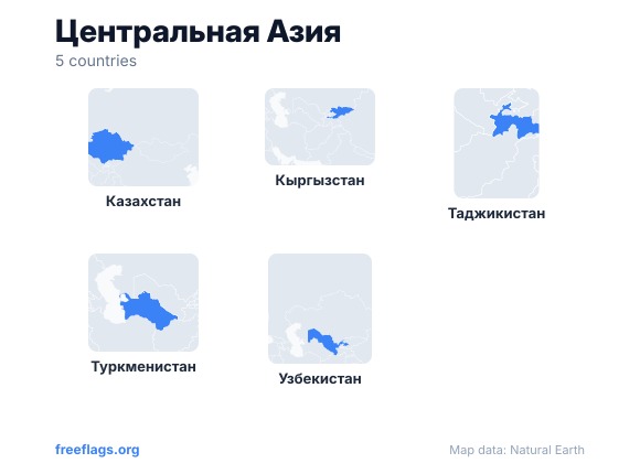 Центральная Азия Контуры стран