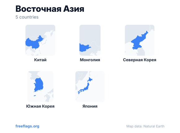 Восточная Азия Контуры стран