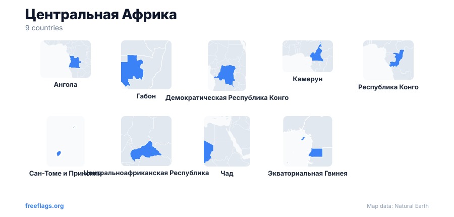 Центральная Африка Контуры стран