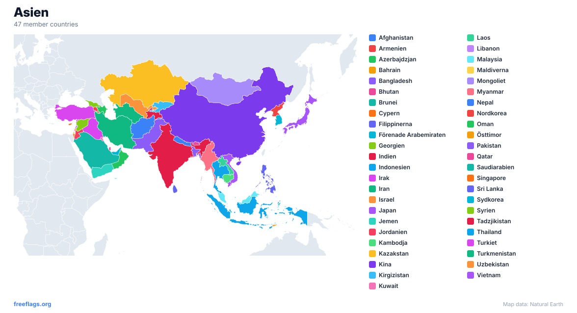 Asien Regional Karta