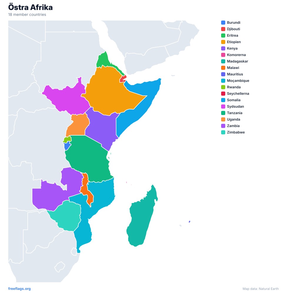 Östra Afrika Regional Karta